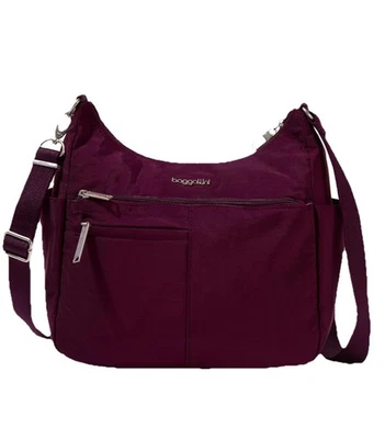 Baggallini Womens Securtex Anti-Theft Free Time Crossbody Bag, Mulberry - Image 1 of 4
