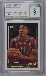 Scottie Pippen 1992-93 Topps Gold #389 CSG CGC 9 with 9.5 Sub - Picture 1 of 2