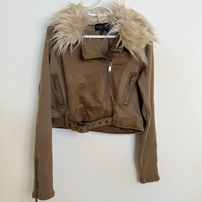 Chaqueta Motor Delia’s Mujer’s Marrón Piel Acanalada Talla XXL Nueva con Etiquetas Foto 1 de 4