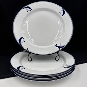 Dansk Flora Bayberry Blue Set Of (4) 10 7/8” Dinner Plates Portugal •PRISTINE• - Picture 1 of 18
