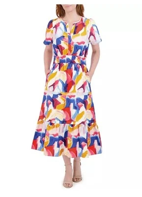 Maxi Vestido Para Mujer French Connection Manga Corta Algodón Multicolor XS NUEVO CON ETIQUETAS Foto 1 de 4