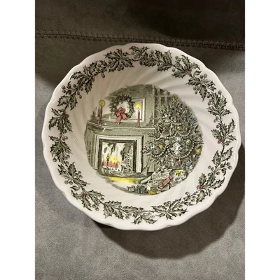 Plato de cena Johnson Bros Feliz Navidad verde floral Ironstone Transferware Foto 1 de 3