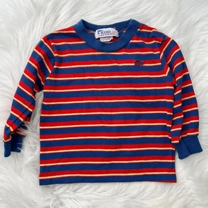 Vintage Izod Lacoste - Maglia manica lunga a righe rosse, 24 mos - Foto 1 di 6