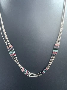 COLLAR PLATA ESTERLINA 925 NATIVO AMERICANO PIEDRAS PRECIOSAS SURTIDAS PLATA LÍQUIDA - Imagen 1 de 7