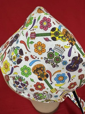Men/Women Surgical Scrub Cap Lined Skeleton Day of The Dead Band Music Cotton - Image 1 of 3