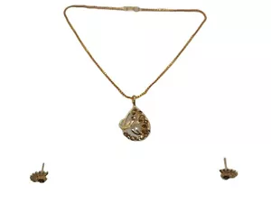 Indian Bollywood Style Gold Plated Yellow Topaz Pendent Necklace with Earings - Picture 1 of 4