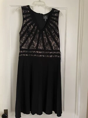  Adrianna Papell Black Lace Sleeveless Fit and Flare Dress Plus Size 12 NWT - Image 1 of 4