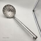 Vintage Ice Fishing 6" Scoop Round Slotted  Strainer 18" Long Heavy Metal