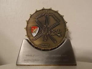 21 Air Cav Apache unit coin with realistic 3D barbed wire edge in antique gold - Picture 1 of 2
