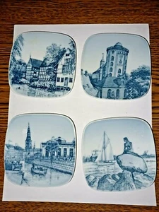 4 Porzellan Denmark Faiance 1/2" x 3" x 3" Pin Teller Vintage - Bild 1 von 6