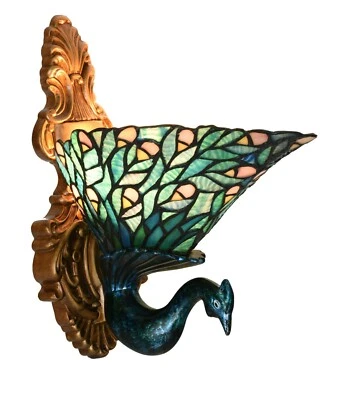 Peacock Tiffany Style Wall Lamp - Image 1 of 4