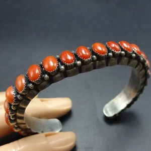 PULSERA MORGAN NAVAJO VINTAGE Plata Esterlina ANTIGUA ROJA CORAL MEDITERRÁNEO - Imagen 1 de 23