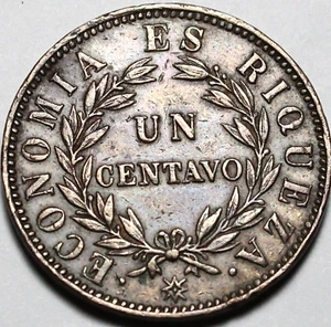 Chile 1853 UN Centavo Excellent Details A223-101 - Picture 1 of 7