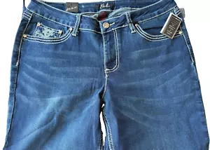 Pantaloni jeans Earl Jean nuovi con etichette Capri ricamati taglia 12 donna $48 - Foto 1 di 3