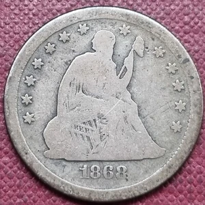 1868 S Sitzende Freiheit Viertel 25c zirkuliert #78170 - Bild 1 von 2