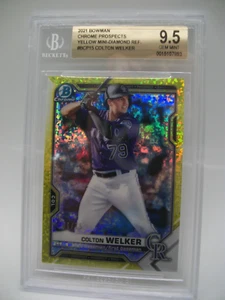 COLTON WELKER 2021 Bowman Chrome Prospects Yellow Mini Diam. Ref BGS GEM MT 9.5 - Picture 1 of 1