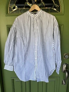 Ralph Lauren Black Label gestreifte Tunika kragenlose Bluse Puffärmel | Gr. 10 - Bild 1 von 15