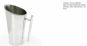 Classic Touch SDP46 Hammered Stainless Steel Pitcher with Diamonds, 10-Inch - Picture 1 of 3