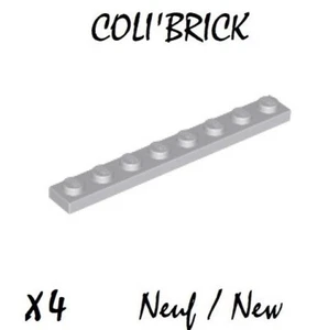 Lego 3460 - 4x Plaque / Plate 1x8 - Gris / Light Bluis Gray - NEUF NEW - Imagen 1 de 1