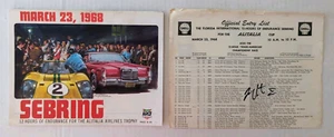 Vintage 1968 Sebring Program 12 Hours Of Endurance + Official Entry List Signed - Picture 1 of 5