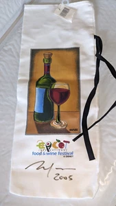 Epcot Food and Wine Festival 2005 Signed Canvas Tie Top Wine Bag New! - Picture 1 of 4