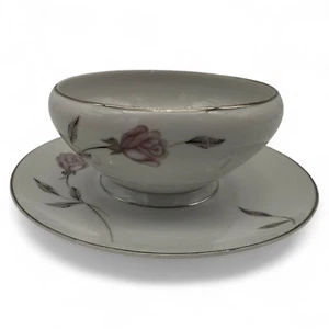 Barco con salsa Mikasa Fine China con placa base adjunta Primrose 8194 diseño floral - Imagen 1 de 3