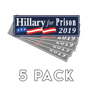 Anti Hillary For Prison Blue Bumper Sticker 2019 Decal 5 Pack Lock Her Up  - Picture 1 of 2
