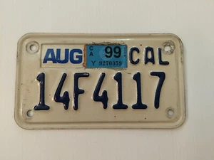 California Motorcycle License Plate Expired 1999 - Picture 1 of 5