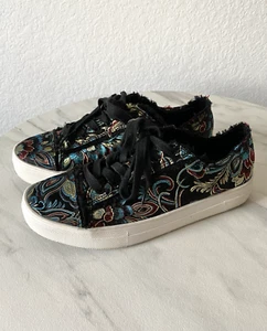 Rock & Candy Women’s Black With Satin Floral Pattern Sneakers - Size 9 - Picture 1 of 11