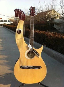 Bolsa acolchada gratuita, guitarra arpa, guitarra eléctrica acústica de doble cuello - Imagen 1 de 5