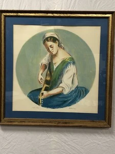 Musical Maiden, Lithograph, Signed - Picture 1 of 5