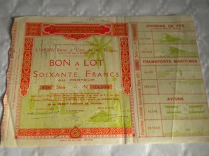 Vintage share certificate Stock Bonds Exposition Coloniale international 1931 - Picture 1 of 3