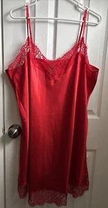 Ashley Stewart Nightgown Slip Dress 3XL Floral Lace Sleeveless Red Chemise New! - Picture 1 of 8