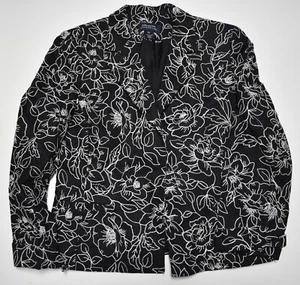 Vintage Jones New York Signature Embroidered Jacket Blazer Size 12 Black Floral - Picture 1 of 5
