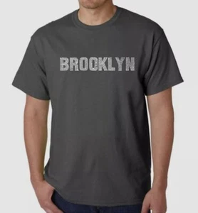 $20 La Pop Art Men's Gray Short-Sleeve Crewneck Brooklyn Word Art T-Shirt Size L - Picture 1 of 1