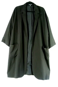 NEW Eileen Fisher Notch Collar Long Jacket in Black SZ XL #T2900 - Picture 1 of 7