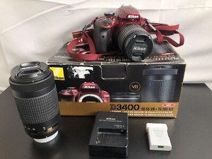 Nikon D3400 Red DSLR Camera 24.2MP 18-55 VR + 70-300 Kit