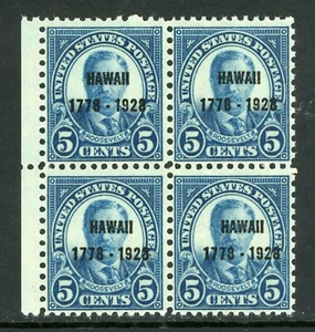 USA 1928 Hawaii 5¢ Overprint Margin Block Scott 648 Mint Non Hinged I514 - Picture 1 of 6