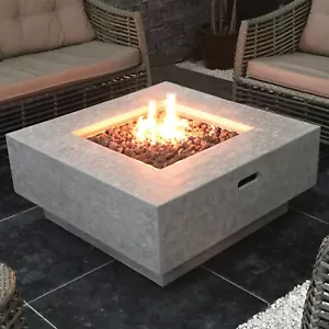 Gasfeuerstelle Feuertisch Raung Feuerstelle Betonoptik Gestaltung 91x91x38 cm - Bild 1 von 8