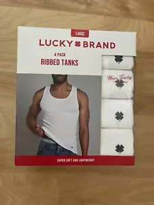 Lucky Brand Mens 4 Pack Ribbed Tanks Color White Size Large - Picture 1 of 11