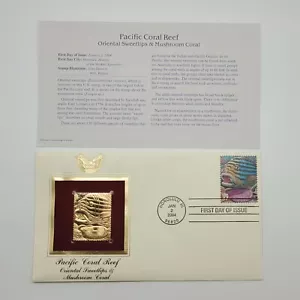 9 Pacific Coral Reef 22kt Gold Stamp First Day Issue 37 Cent Jan 2, 2004. STP53 - Picture 1 of 9