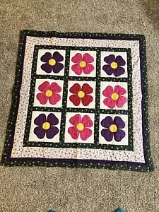 Dogwood- Hand Made Quilt, Crib Or Lap Quilt -Wall Hanging 41”X 41” Flowers - Picture 1 of 5