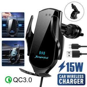 15W 2 IN 1 Wireless Car Charger Fast Charging Mount Automatic Clamping Holder AU - Picture 1 of 14