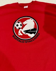 Men’s XXL Red Buffalo Stallions Soccer Logo Short Sleeve T-shirt, Excellent Cond - Picture 1 of 5