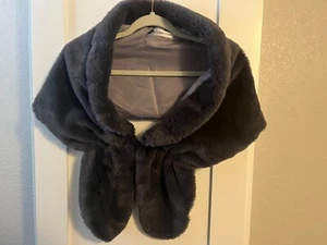 Faux Fur Shawl- Steel Grey - Picture 1 of 2