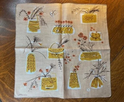 Vintage Jeanne Miller Hanky Purses Handbags with Plants Butterfly Bee Bird NICE! - Image 1 of 4