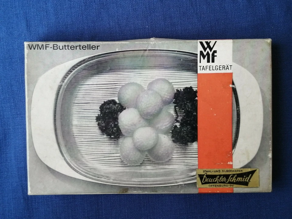 WMF BUTTERTELLER  Butterschale 1131 114  Vintage 1970er-Jahre  mit Riffel-Glas - Bild 1 von 4