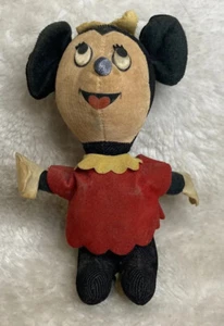 Vintage Minnie Mouse Walt Disney 6in Made in Japan Felt Clothes Wood By Product  - Picture 1 of 10