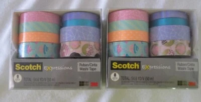 Lot of 2 Scotch Expressions Ruban/Cinta Washi Tape 8 Pack  119 Yards 16 Rolls - Image 1 of 3