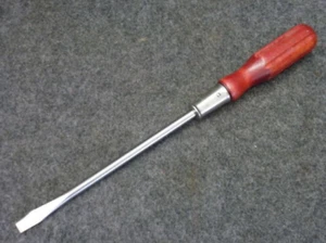NOS! BRIDGEPORT 3/8" SLOTTED HEAD WOODEN HANDLE NAVY SCREWDRIVER, #4001, USA - Picture 1 of 5